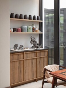 骨骼线胡桃木复古中式风格柜子门