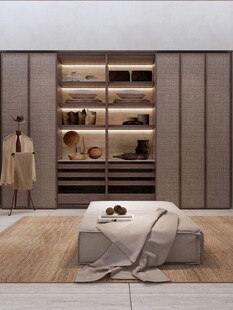 骨骼线胡桃木复古中式风格柜子门