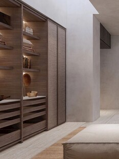 骨骼线胡桃木复古中式风格柜子门