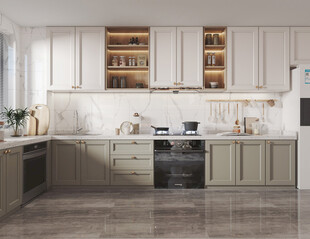 餐厅厨房餐边柜岛台现代简约装修