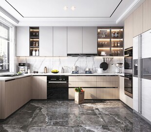 餐厅厨房餐边柜岛台现代简约装修