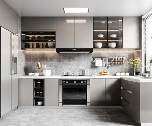 餐厅厨房餐边柜岛台现代简约装修