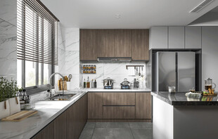 餐厅厨房餐边柜岛台现代简约装修