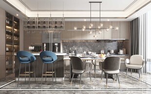 餐厅厨房餐边柜岛台现代简约装修