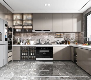 餐厅厨房餐边柜岛台现代简约装修