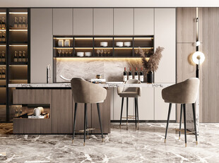 餐厅厨房餐边柜岛台现代简约装修