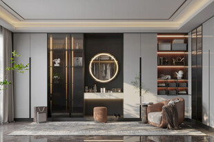 衣帽间卧室柜子新中式简约效果图