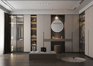 衣帽间卧室柜子新中式简约效果图