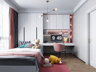 卧室小空间榻榻米书桌床现代装修