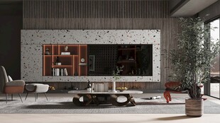 电视机满墙柜客厅装饰现代简约风