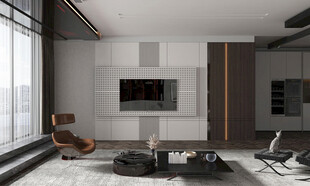 电视机满墙柜客厅装饰现代简约风
