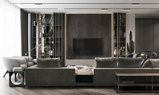 电视机满墙柜客厅装饰现代简约风