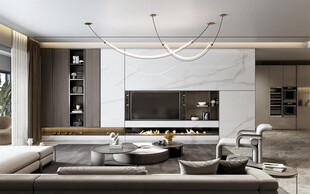 电视机满墙柜客厅装饰现代简约风