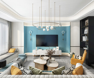 电视机满墙柜客厅装饰现代简约风