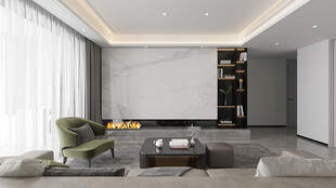 电视机满墙柜客厅装饰现代简约风