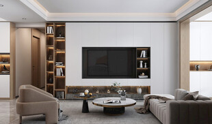 电视机满墙柜客厅装饰现代简约风