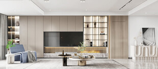 电视机满墙柜客厅装饰现代简约风