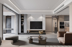 电视机满墙柜客厅装饰现代简约风