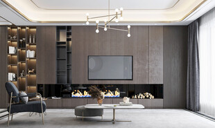 电视机满墙柜客厅装饰现代简约风