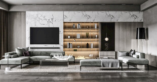 电视机满墙柜客厅装饰现代简约风