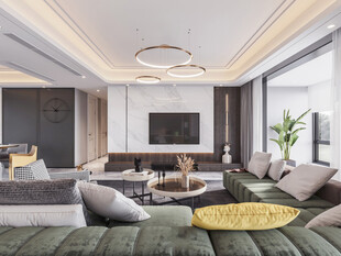 电视机满墙柜客厅装饰现代简约风