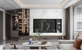 电视机满墙柜客厅装饰现代简约风