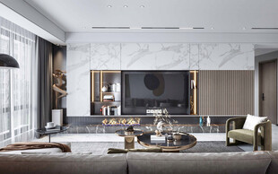 电视机满墙柜客厅装饰现代简约风