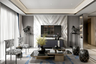 电视机满墙柜客厅装饰现代简约风