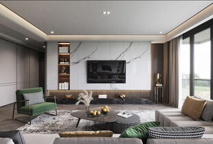 电视机满墙柜客厅装饰现代简约风