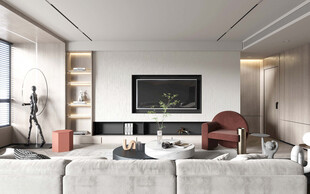 电视机满墙柜客厅装饰现代简约风