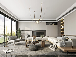 电视机满墙柜客厅装饰现代简约风