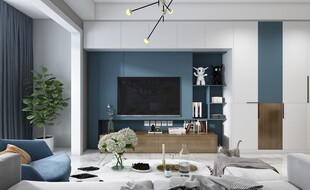 电视机满墙柜客厅装饰现代简约风