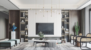 电视机满墙柜客厅装饰现代简约风