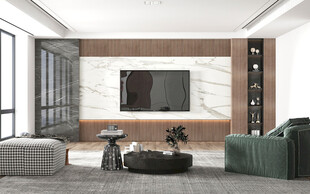 电视机满墙柜客厅装饰现代简约风
