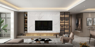 电视机满墙柜客厅装饰现代简约风