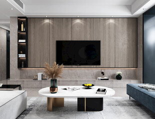 电视机满墙柜客厅装饰现代简约风