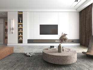 电视机满墙柜客厅装饰现代简约风