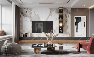 电视机满墙柜客厅装饰现代简约风