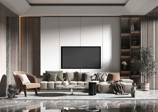 电视机满墙柜客厅装饰现代简约风