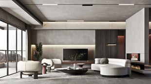 电视机满墙柜客厅装饰现代简约风