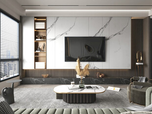 电视机满墙柜客厅装饰现代简约风