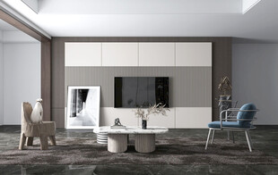 电视机满墙柜客厅装饰现代简约风