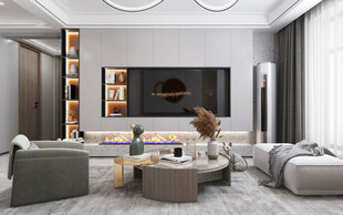电视机满墙柜客厅装饰现代简约风