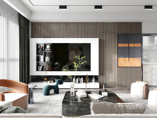 电视机满墙柜客厅装饰现代简约风