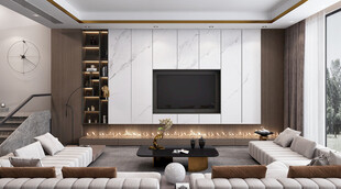 电视机满墙柜客厅装饰现代简约风