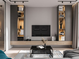 电视机满墙柜客厅装饰现代简约风