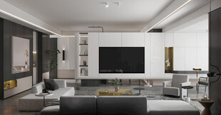 电视机满墙柜客厅装饰现代简约风