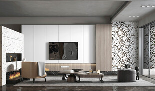 电视机满墙柜客厅装饰现代简约风