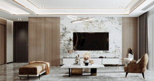 电视机满墙柜客厅装饰现代简约风