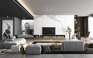 电视机满墙柜客厅装饰现代简约风